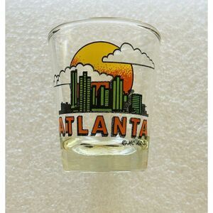 Atlanta Georgia Souvenir Shot Glass Original Purchase Label On Bottom